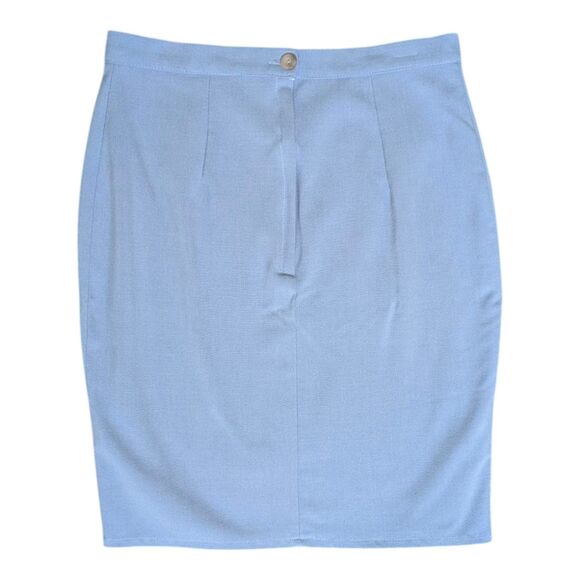 Vtg Y2K 90s Blue Mini Pencil Skirt Size 2 Office Siren 26" Waist PO & PO Slit - Picture 2 of 8